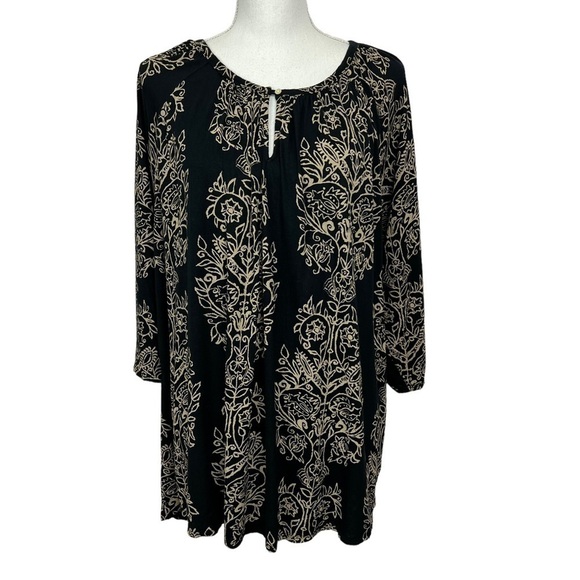 Lucky Brand Women’s Pullover Top Sz 3X Multi Colors 3/4 Sleeves Stretch Flowy - Picture 1 of 11